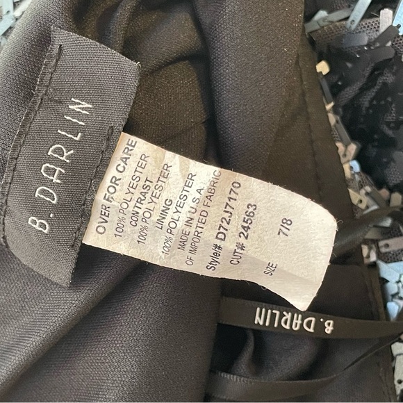 NWT B Darlin Black Sequin Halter Backless Bow Mini Shift Dress Sz 7/8 - Picture 11 of 11